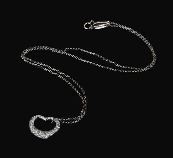 Tiffany & Co. Platinum Diamond Set Heart Necklace