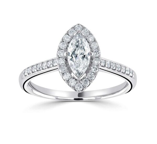 Classic Marquise Halo with Diamond Set Shoulders - RC2019B