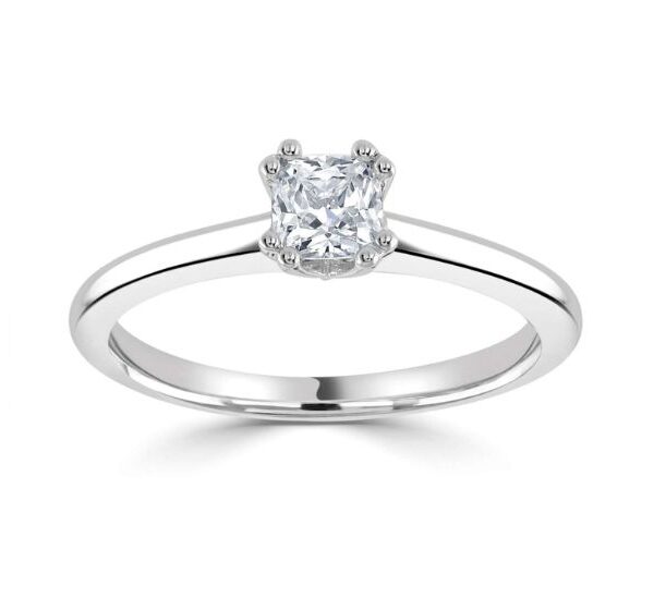 Timeless Multi-claw Asscher Solitaire Ring with Plain Shoulders - R1-2075