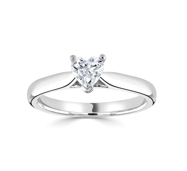 Classic Heart Solitaire Ring with Plain Shoulders - R1-2357