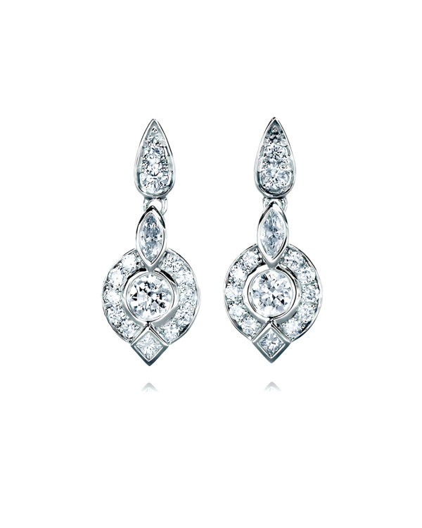 Diamond Drop Art Deco Earrings
