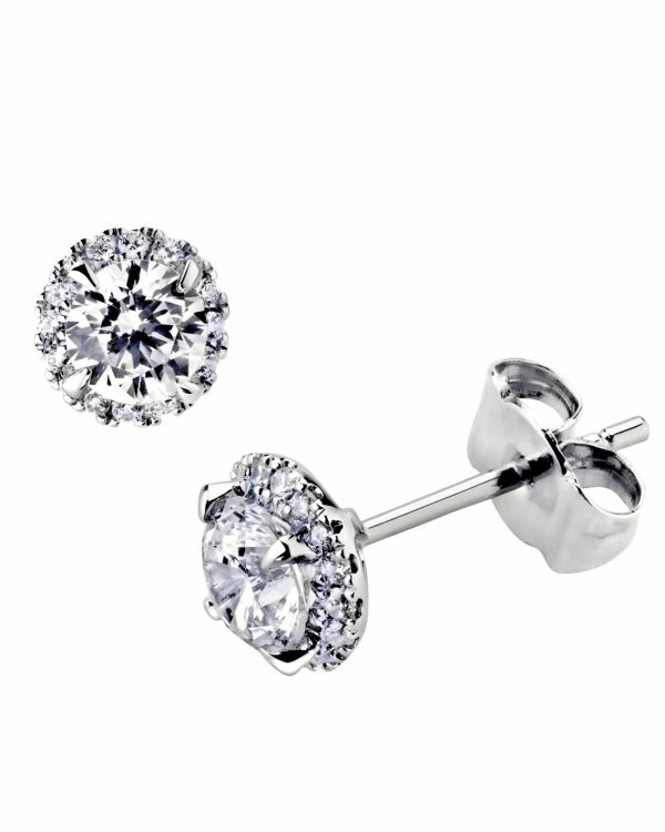 Round Brilliant Halo Stud Earrings