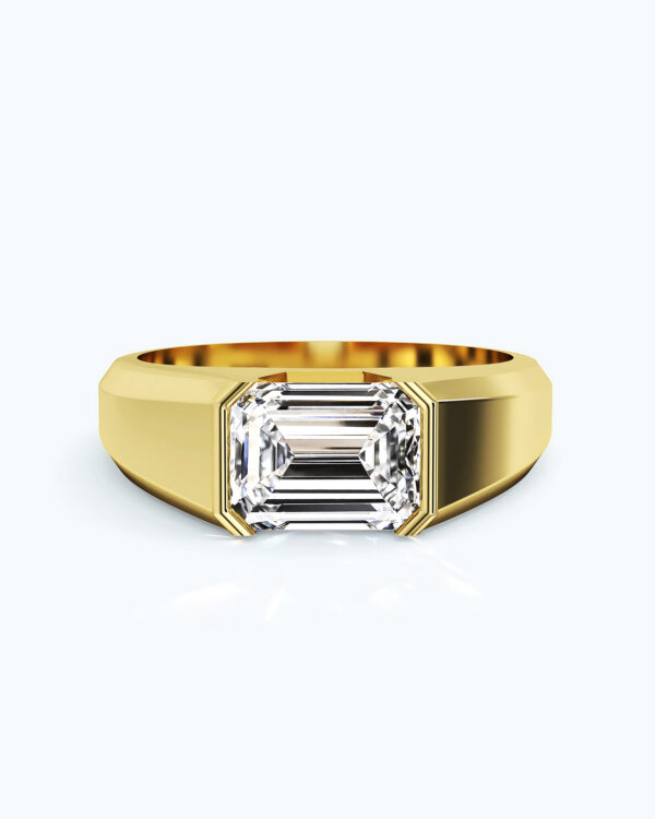 Emerald Cut Diamond Bezel Set Signet Ring