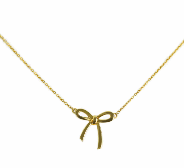 Tiffany & Co.18ct Yellow Gold Bow Ribbon Pendant Necklace