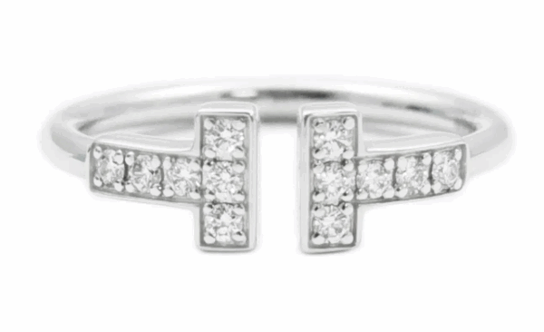 Tiffany T 18ct White Gold 0.13ct Diamond Wire Ring – Size J