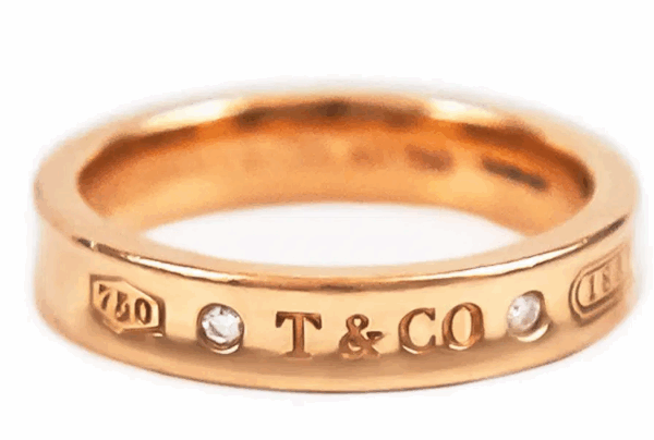 TIFFANY & CO 1837TM RING IN ROSE GOLD WITH 2 DIAMONDS – NARROW